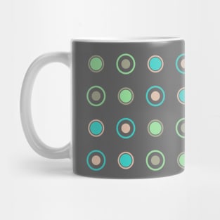 gray with pink, blue and green dots Mug